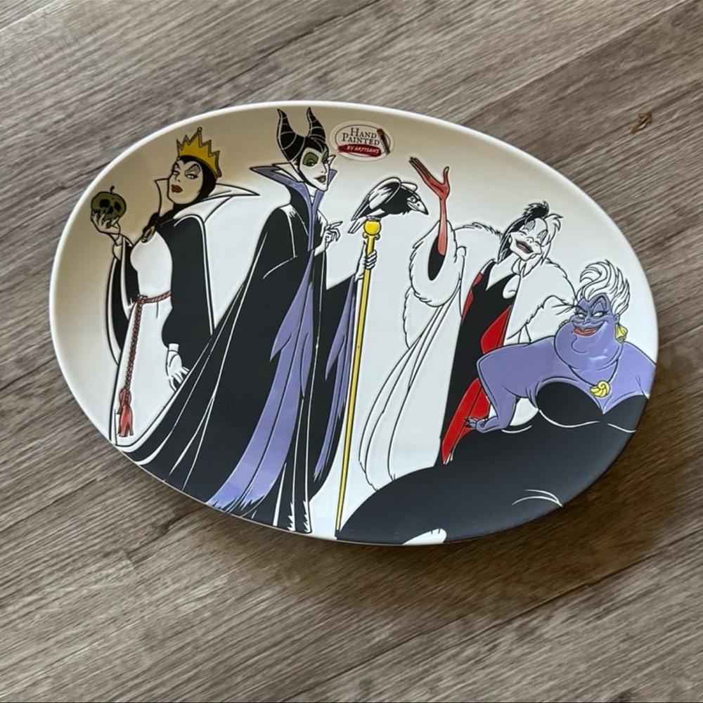 Disney Villains Ceramic Platter Hand-Painted -Ursula, Maleficent, Cruella de Vil